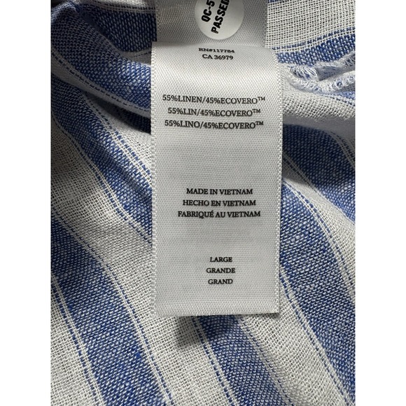 Rails Kristie Stripe Linen Blend Shirt Women's Size Large Balloon Sleeve Blouse - Picture 10 of 15